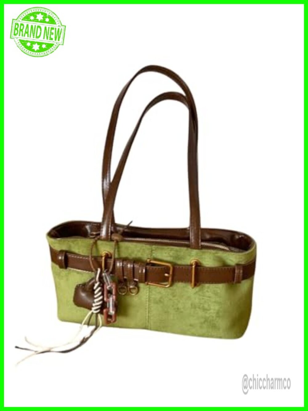 Women's Faux Suede Double Strap Retro Vintage Shoulder Handbag